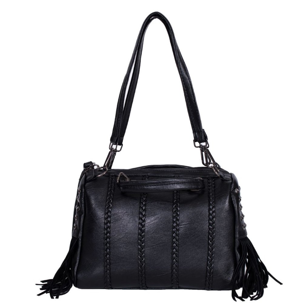 Satchel with braid and tassel accent